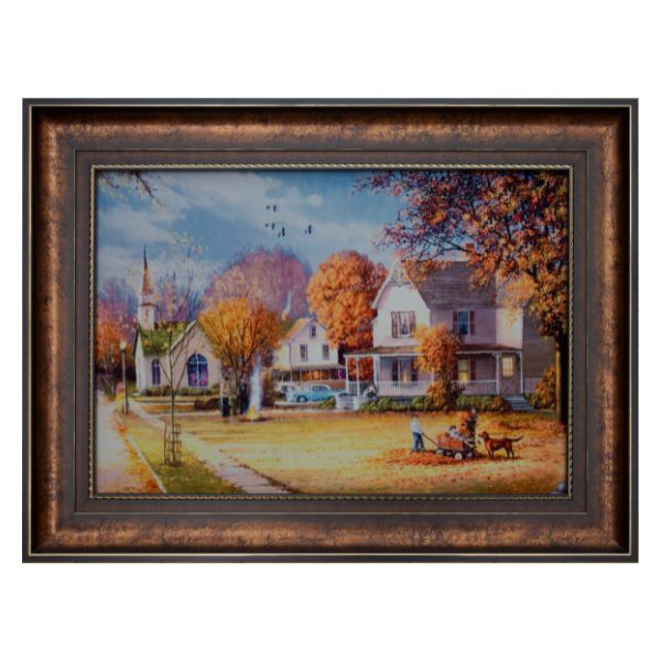 Serene Fall Landscape Persian Carpet Art Wall Painting – 82x112 cm with Frame
