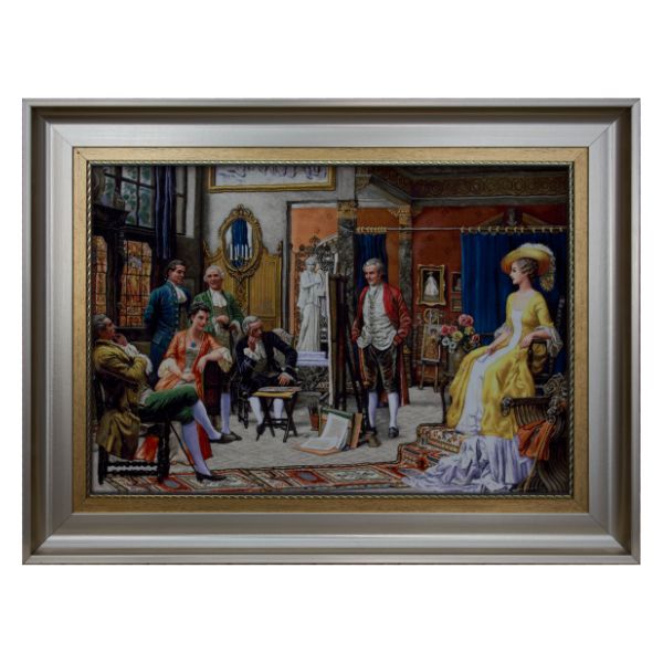 Elegant Echoes – Persian Carpet Wall Painting of French Life
