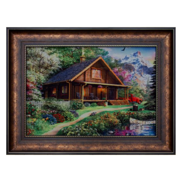 Persian Carpet Art Wall Painting of Scenic Nature with Home