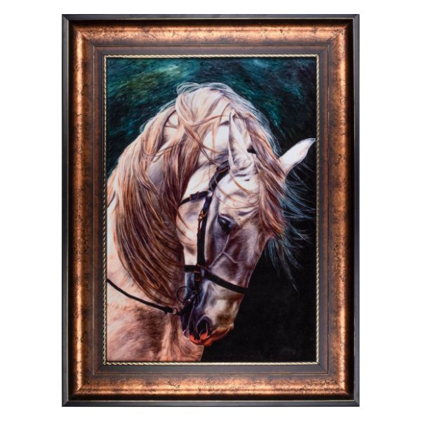 Persian Carpet Wall Painting of a Brown Horse Head