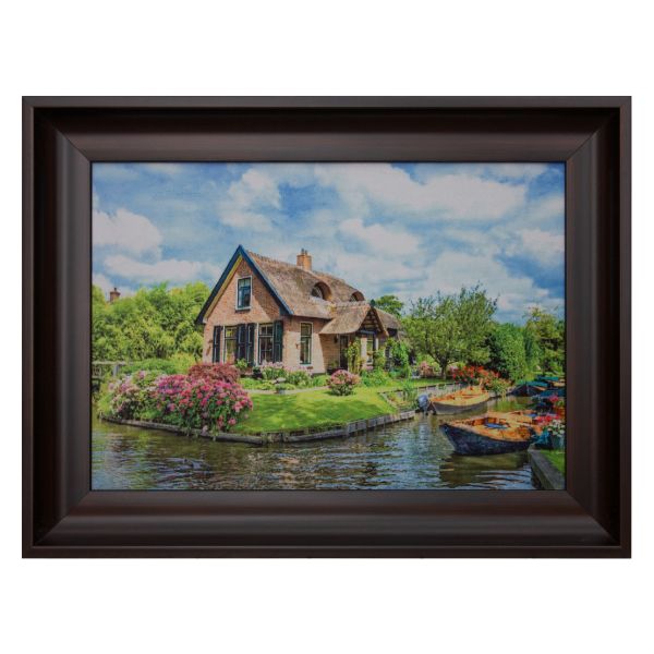 Dreamy Riverside Escape – Persian Velvet Wall Painting (62x82 cm Framed)