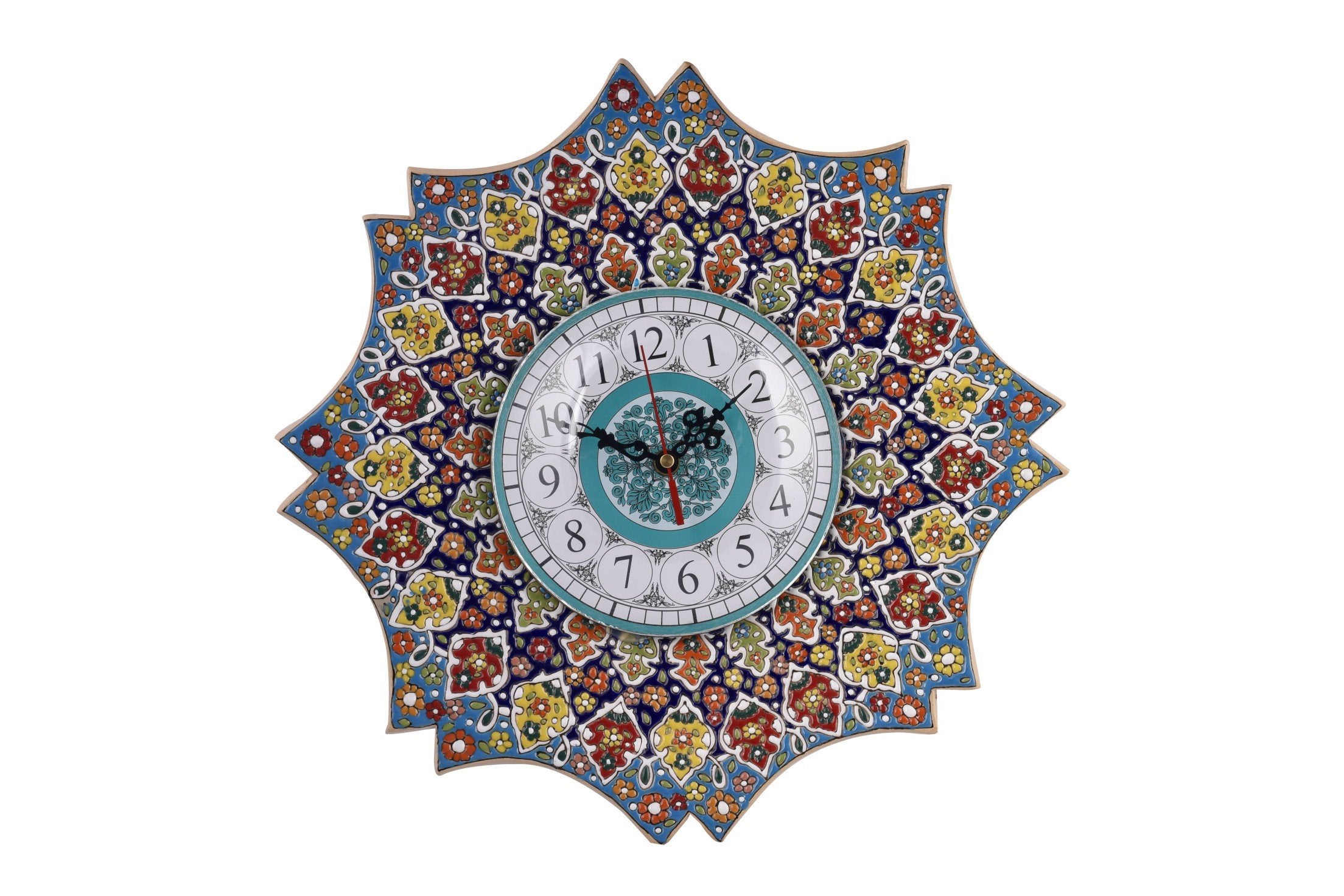 Handmade Enamel-Painted Pottery Clock (30x30 cm) – A Timeless Piece of Art for Your Home Decor