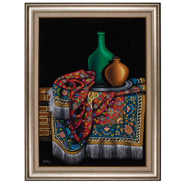 Persian Elegance – Framed 60x80 cm Handmade Oil Painting on Velvet
